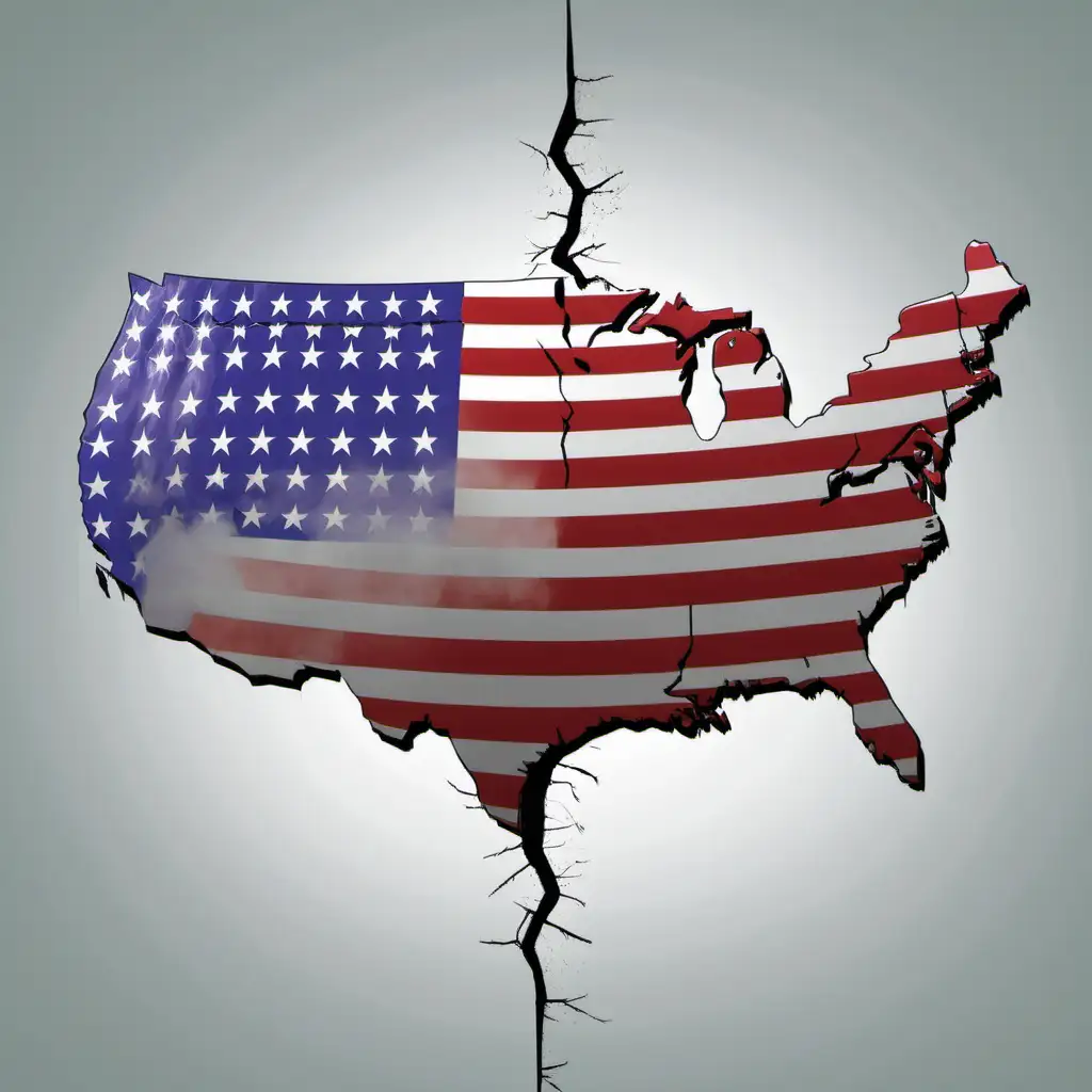 create an image the united states splitting in half 