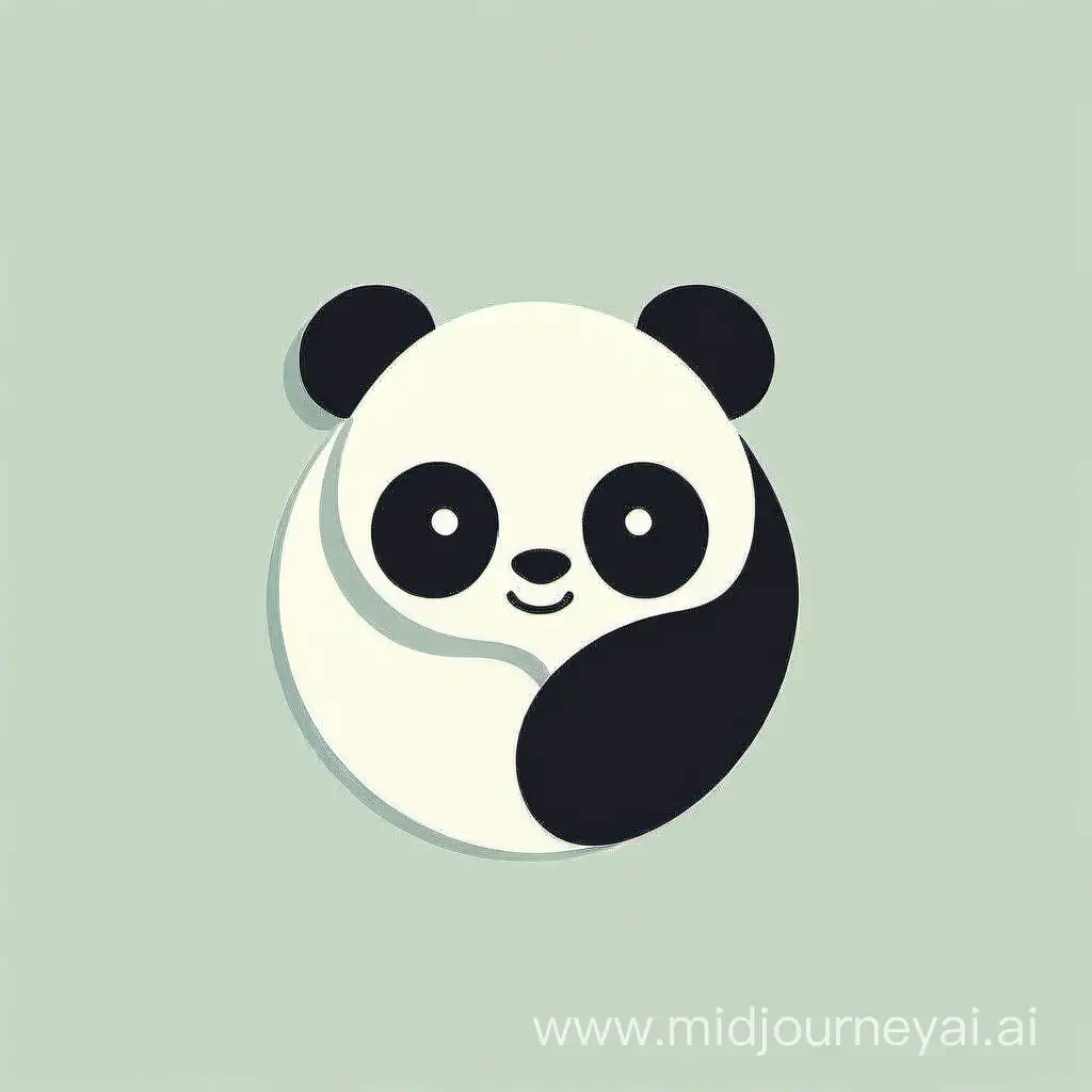 cute flat panda logo that also represents yin and yang symbol