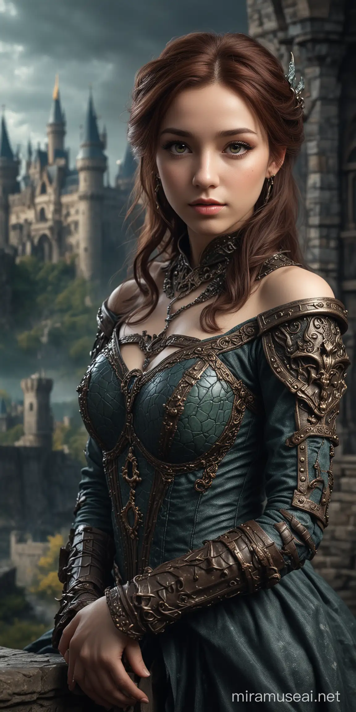 Beautiful Salamander Enchantress in Castle Studio Portrait