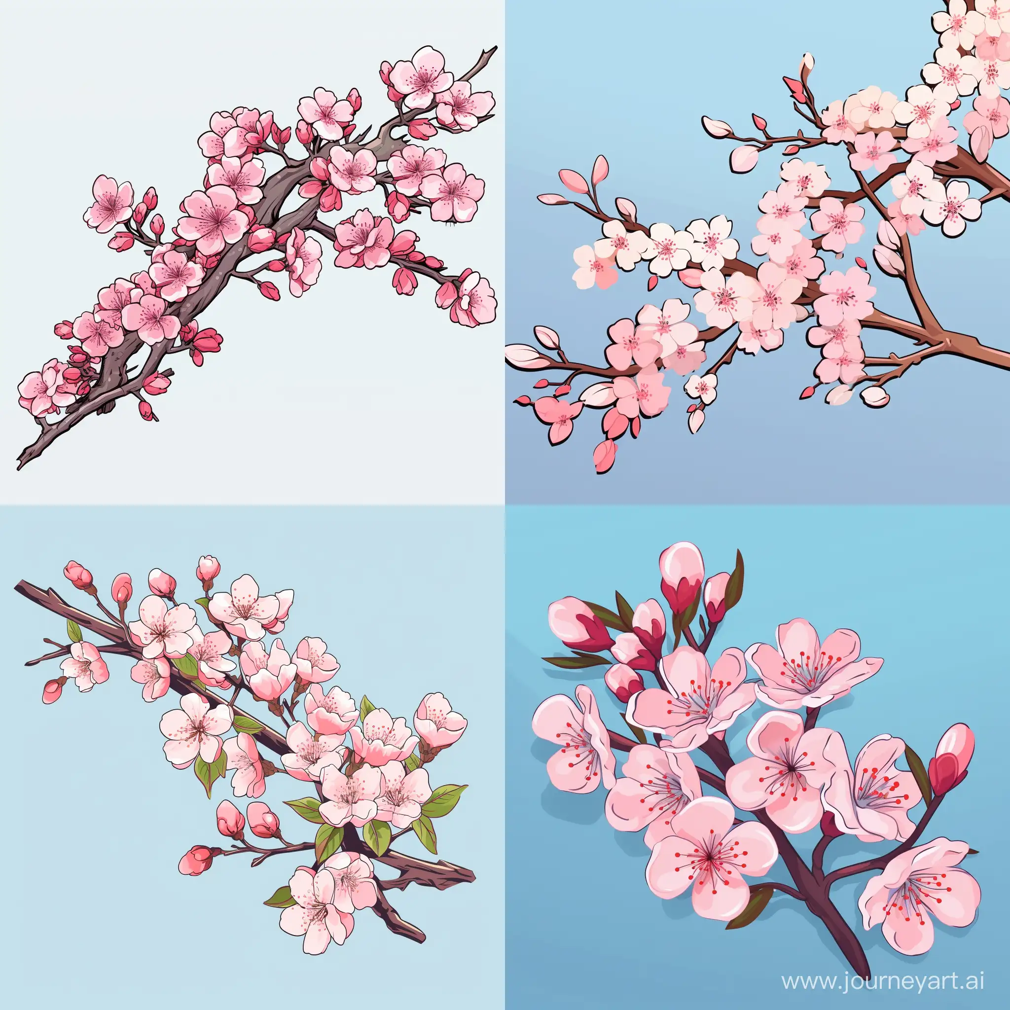 Cherry-Blossom-Cartoon-Illustration-on-Branch