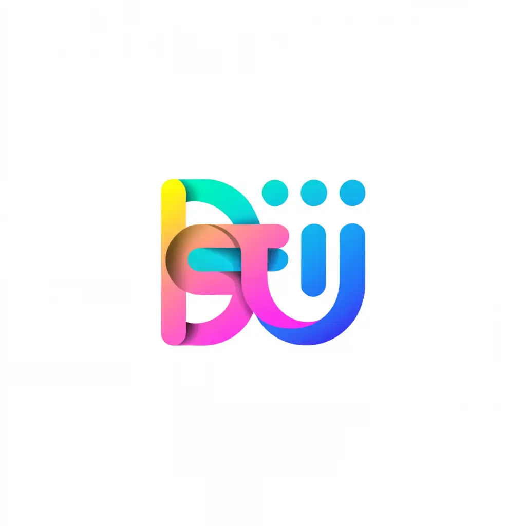 a logo design,with the text "DJ", main symbol:blue and pink,complex,be used in Technology industry,clear background
