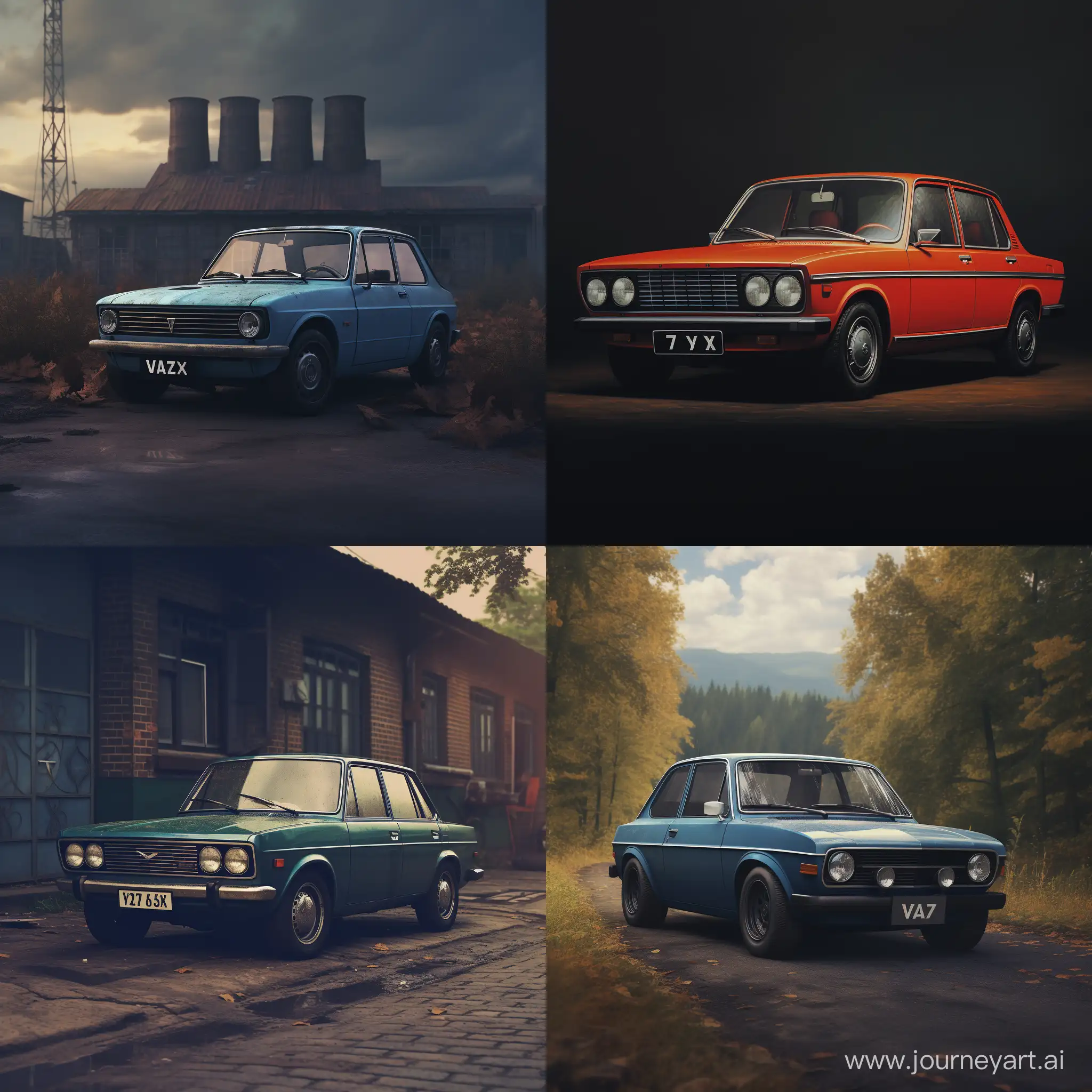 Classic-Vaz-2107-Car-Art-Vintage-Automobile-Digital-Painting