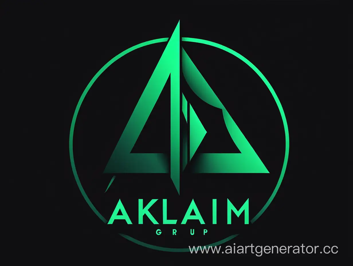 логотип для музыкальной группы Aklaim в зелено черных цветах
