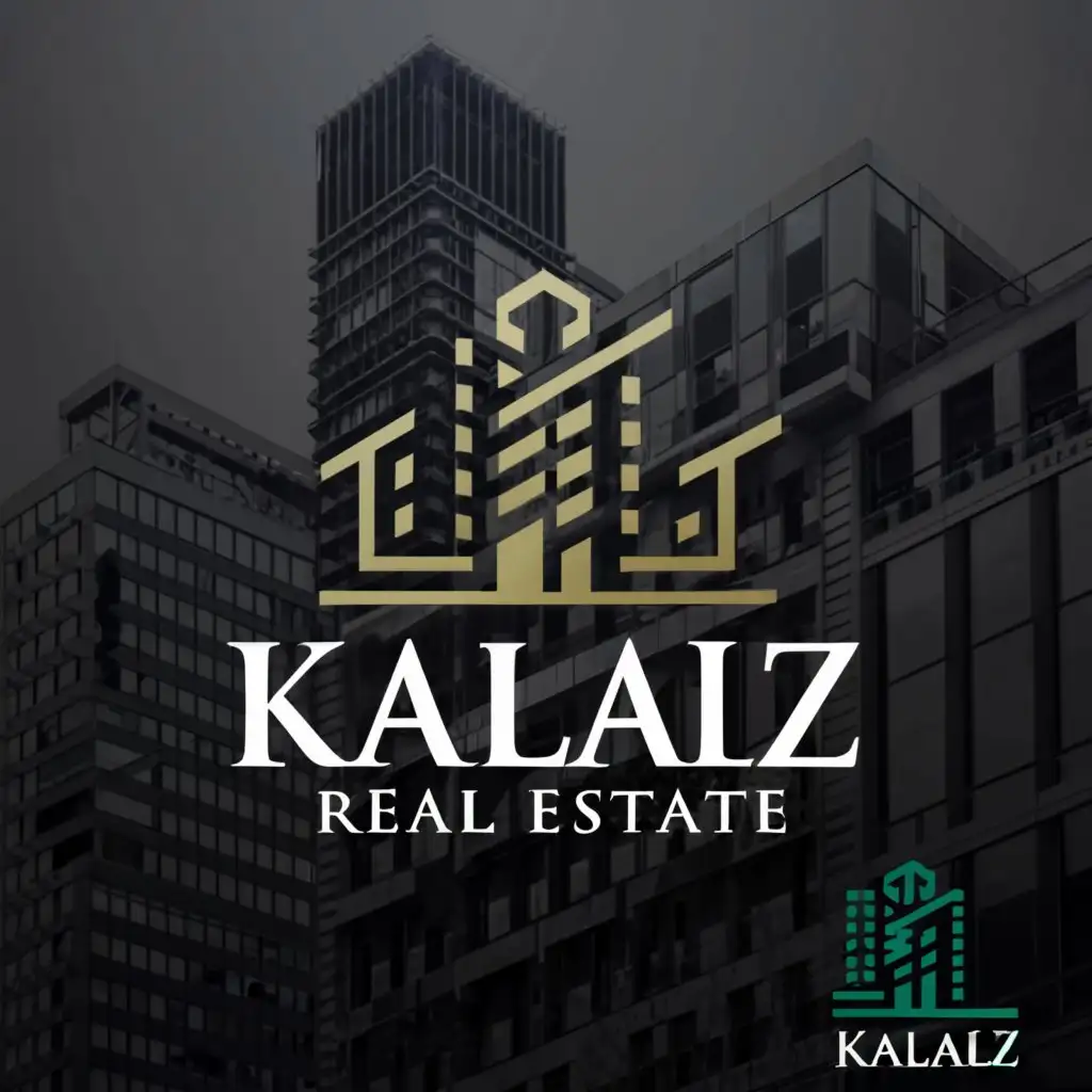 a logo design,with the text "Kalalz Real Estate", main symbol:Mansion house in 3 sizes real estate include a K and L to it,Moderate,be used in Real Estate industry,clear background
