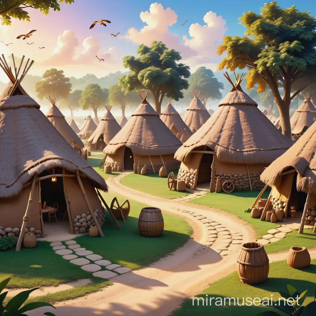 Stone Age Village Life Primitive Dwellings and Daily Activities