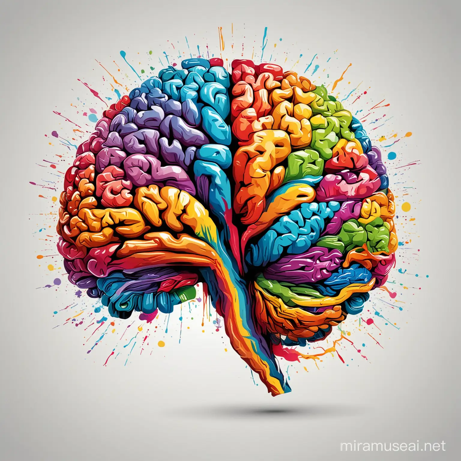 Vibrant Abstract Human Brain Art Pop Art Vector Illustration