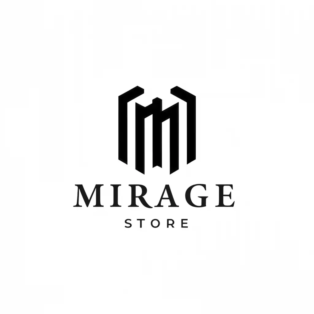 a logo design,with the text "Mirage Store", main symbol:The logo of 'Mirage Store' company, the logo should be on a white background, with black letters, in the center of the logo the letter M,Moderate,be used in Retail industry,clear background