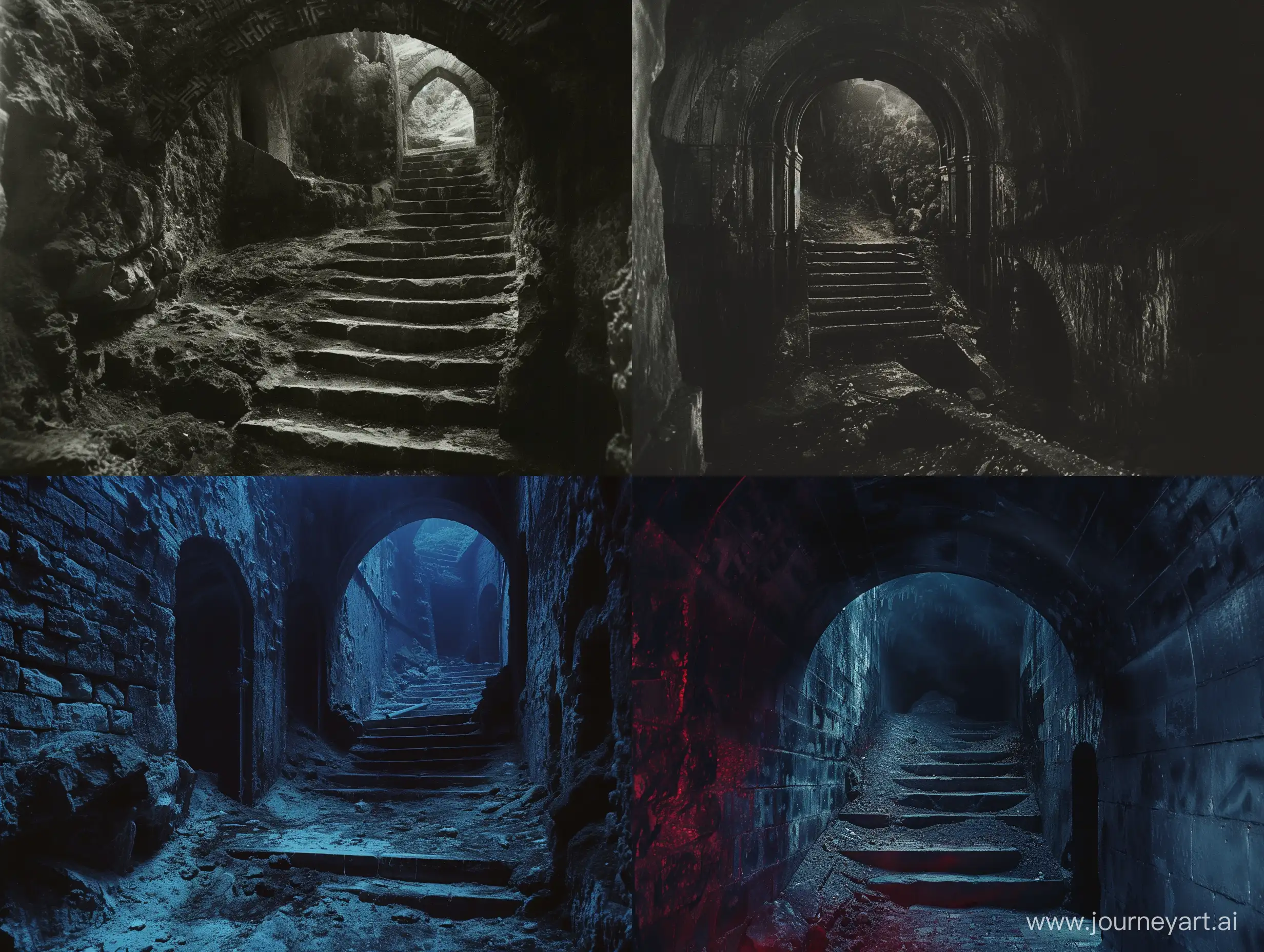 analog photography of the darkness at hell's gate underworld underground dark fantasy