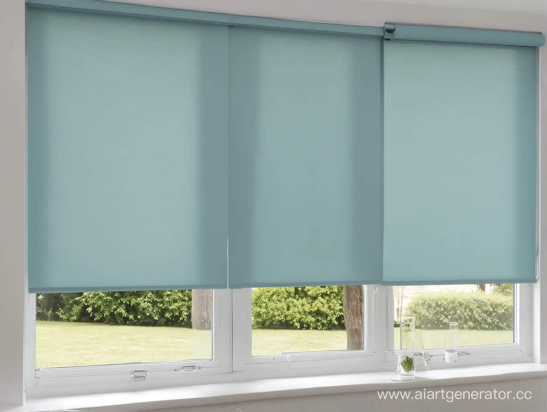 Blue-Roller-Blinds-on-Window-Minimalistic-Interior-Design