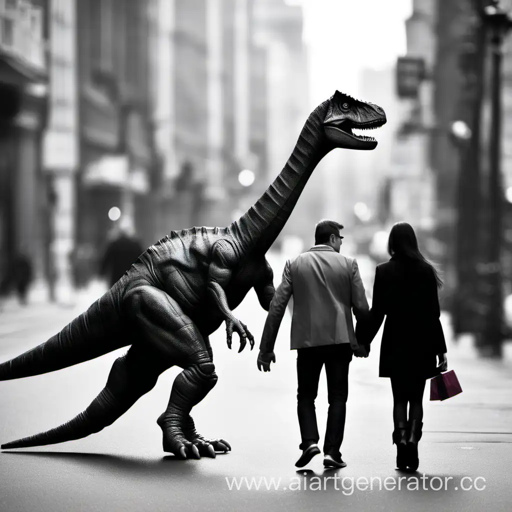Один мужчина просто ходит другой дарит своей подруге игрушку динозавра
