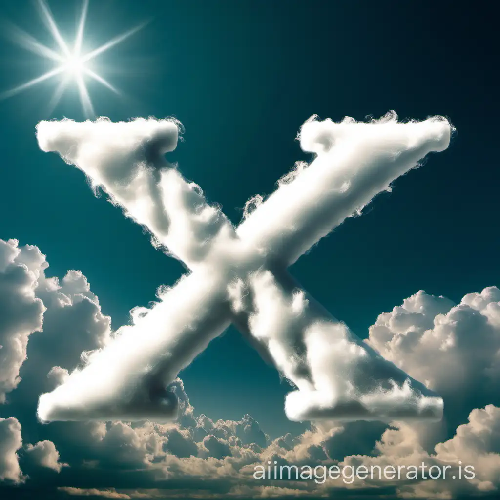 The letter X made of clouds in the sky