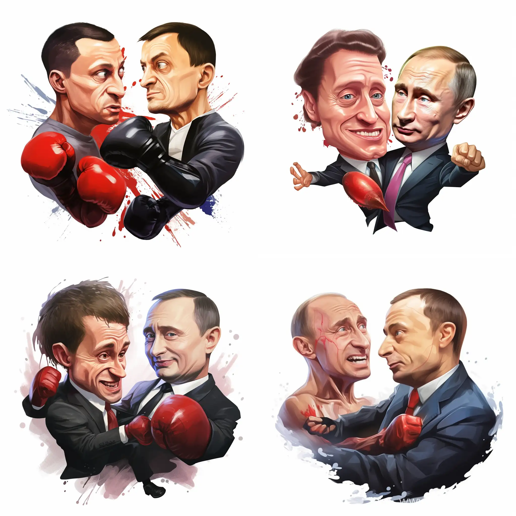 Political-Satire-Putin-Punches-Zelensky-in-Caricature-Style