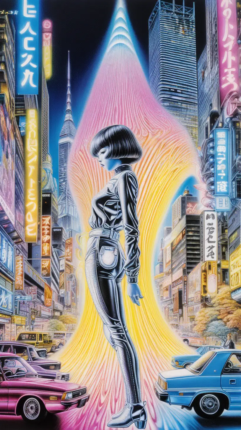 Retro Psychedelic Posters Featuring Cityscape and Friends in Electric Arc