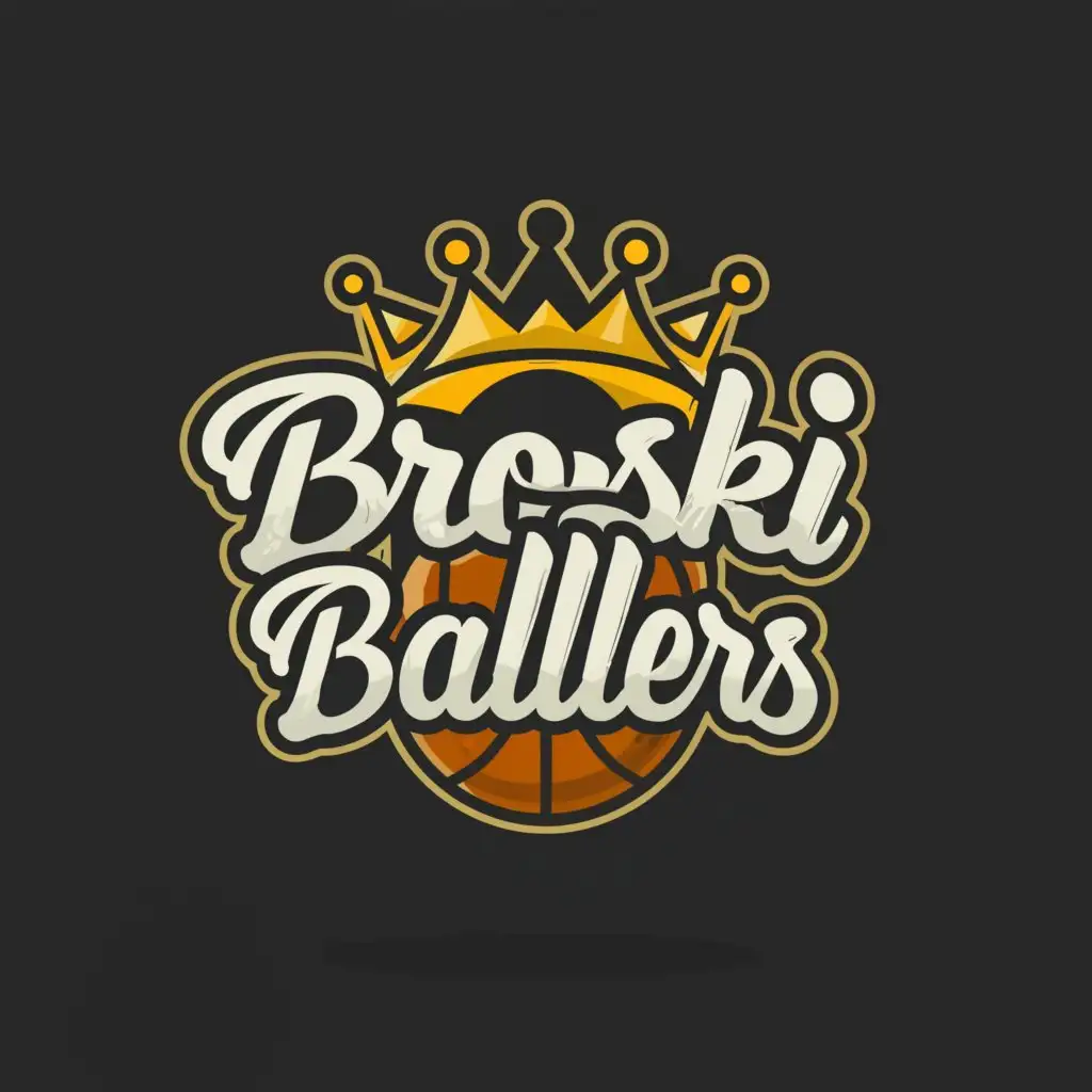 a logo design,with the text "Broski Ballers", main symbol:A crown,Moderate,clear background