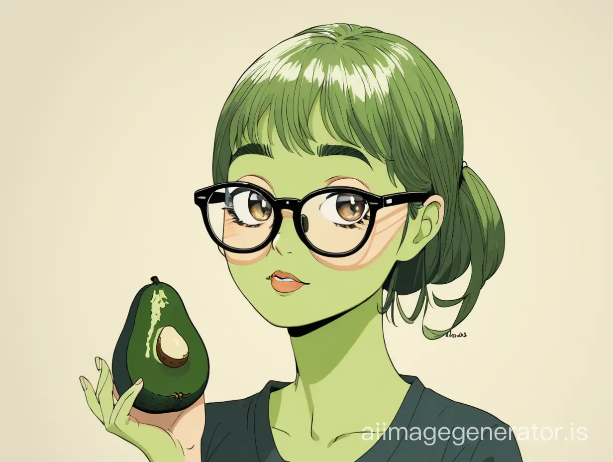 девушка авокадо в очках