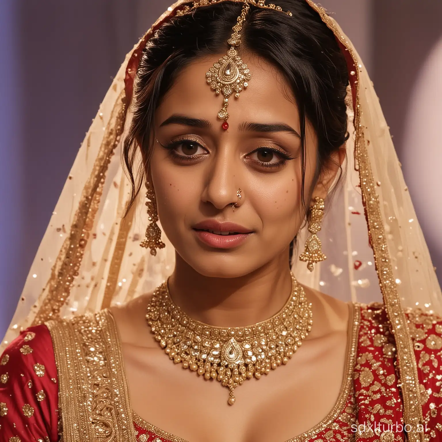 young 20 years old Indian Bride beautiful trisha Crying with fear in the stage