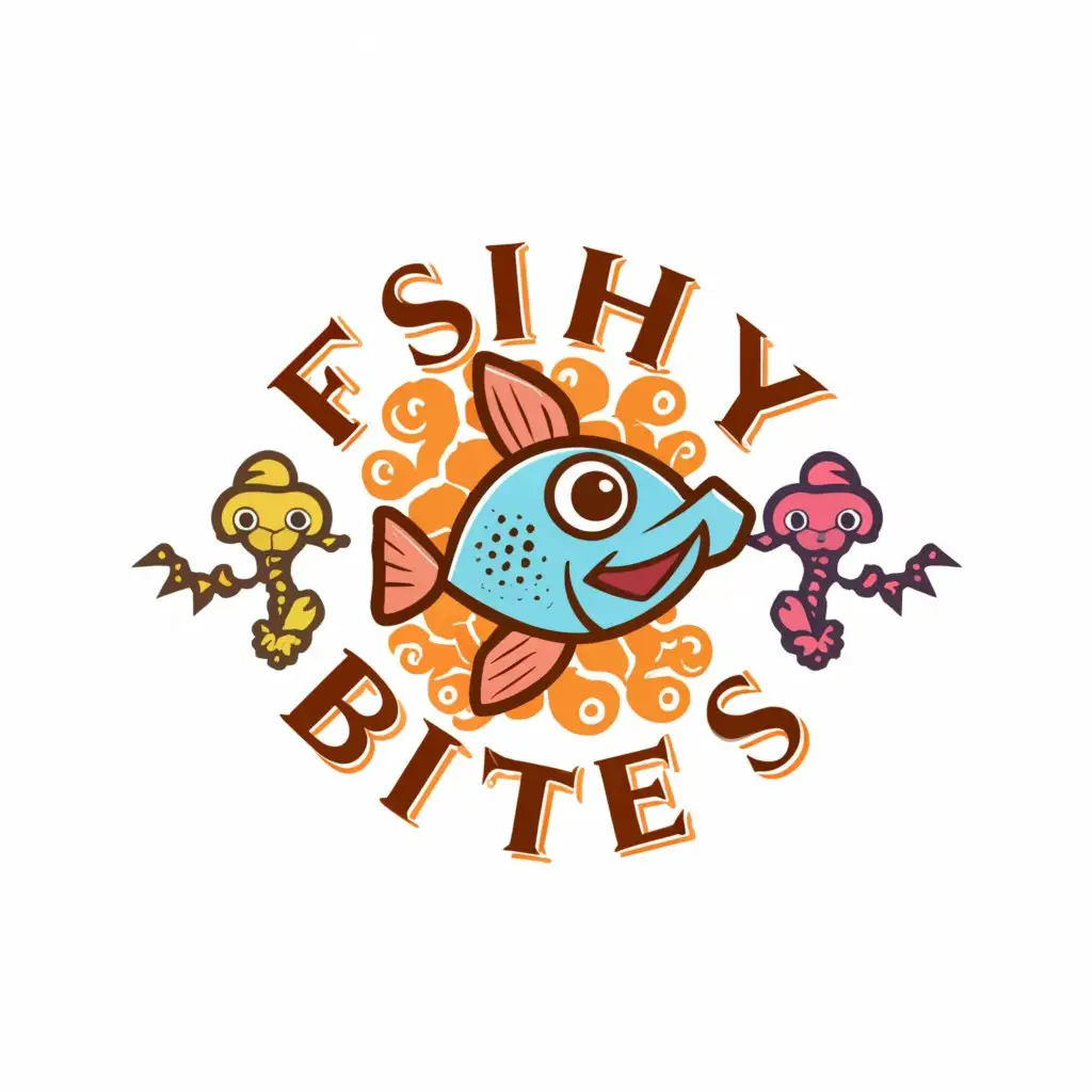 a logo design,with the text "fishy Bites", main symbol:fish,complex,clear background
