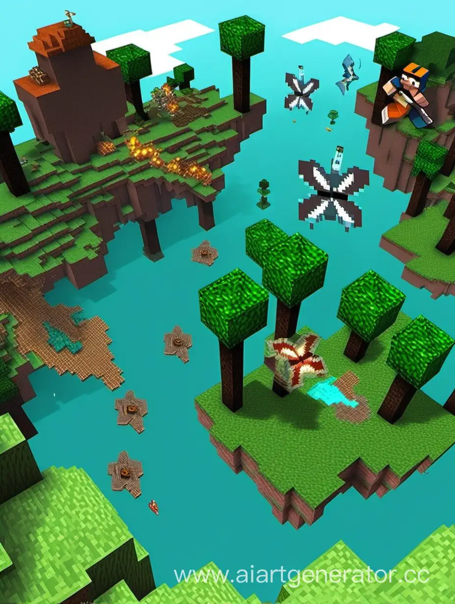 Война летающих остров в Minecraft