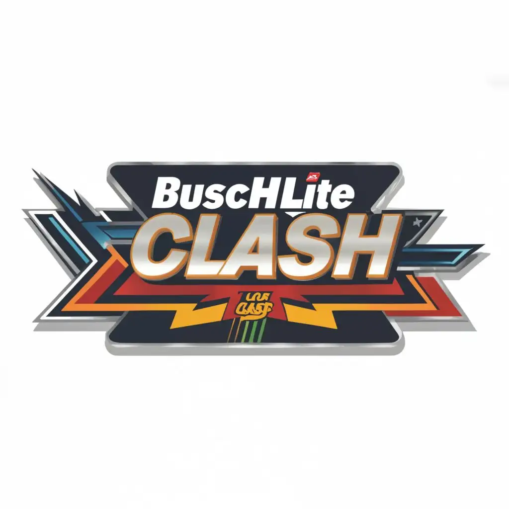 logo, Nascar, with the text "Busch Lite Clash", typography