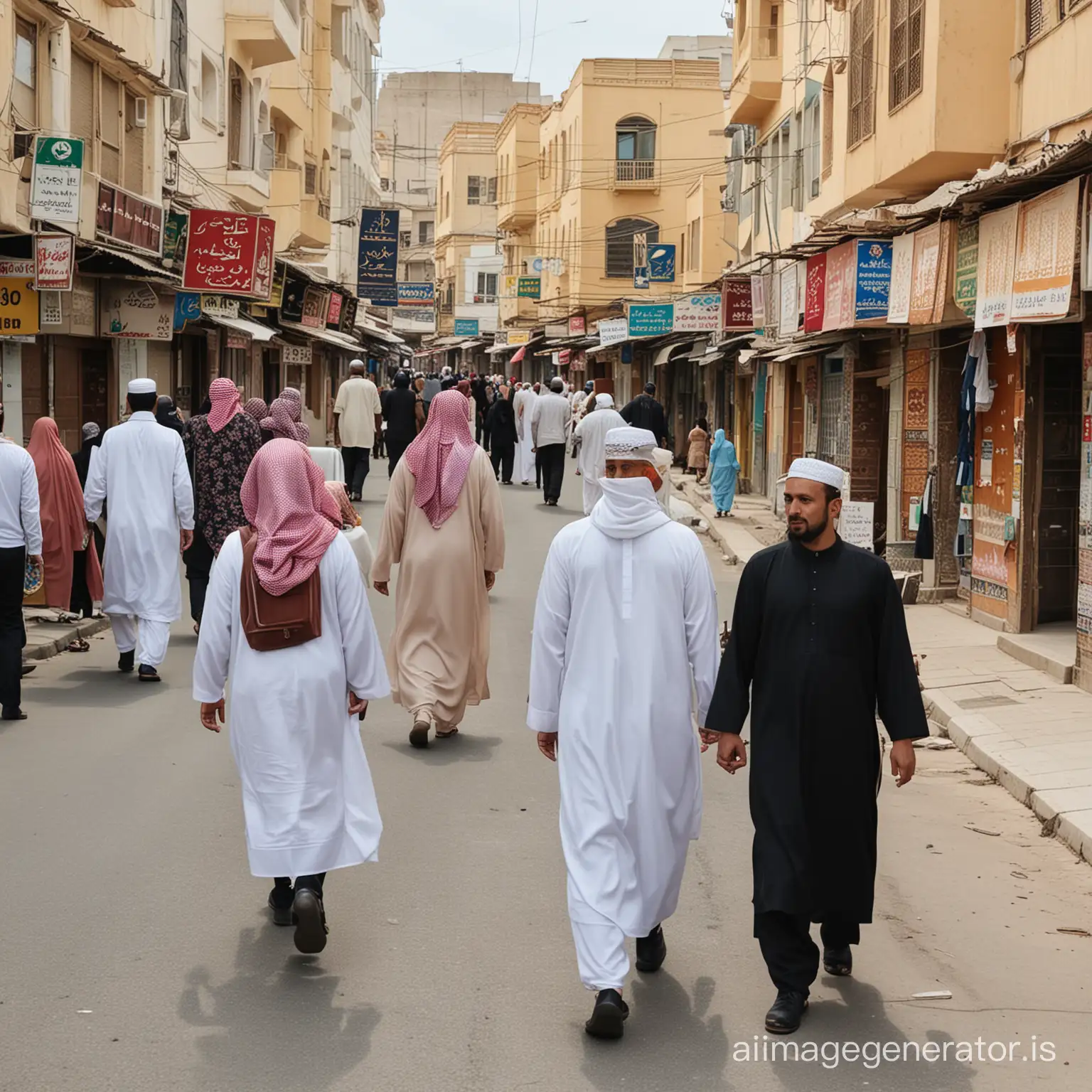 Muslim-Street-Vibrant-Market-Stalls-and-Traditional-Fashion