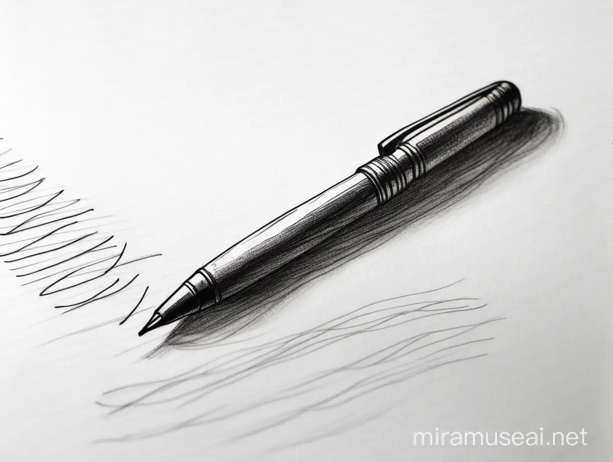 Quick Amateur Pencil Sketch of Pen Writing Simple Drawing with Minimal Detail