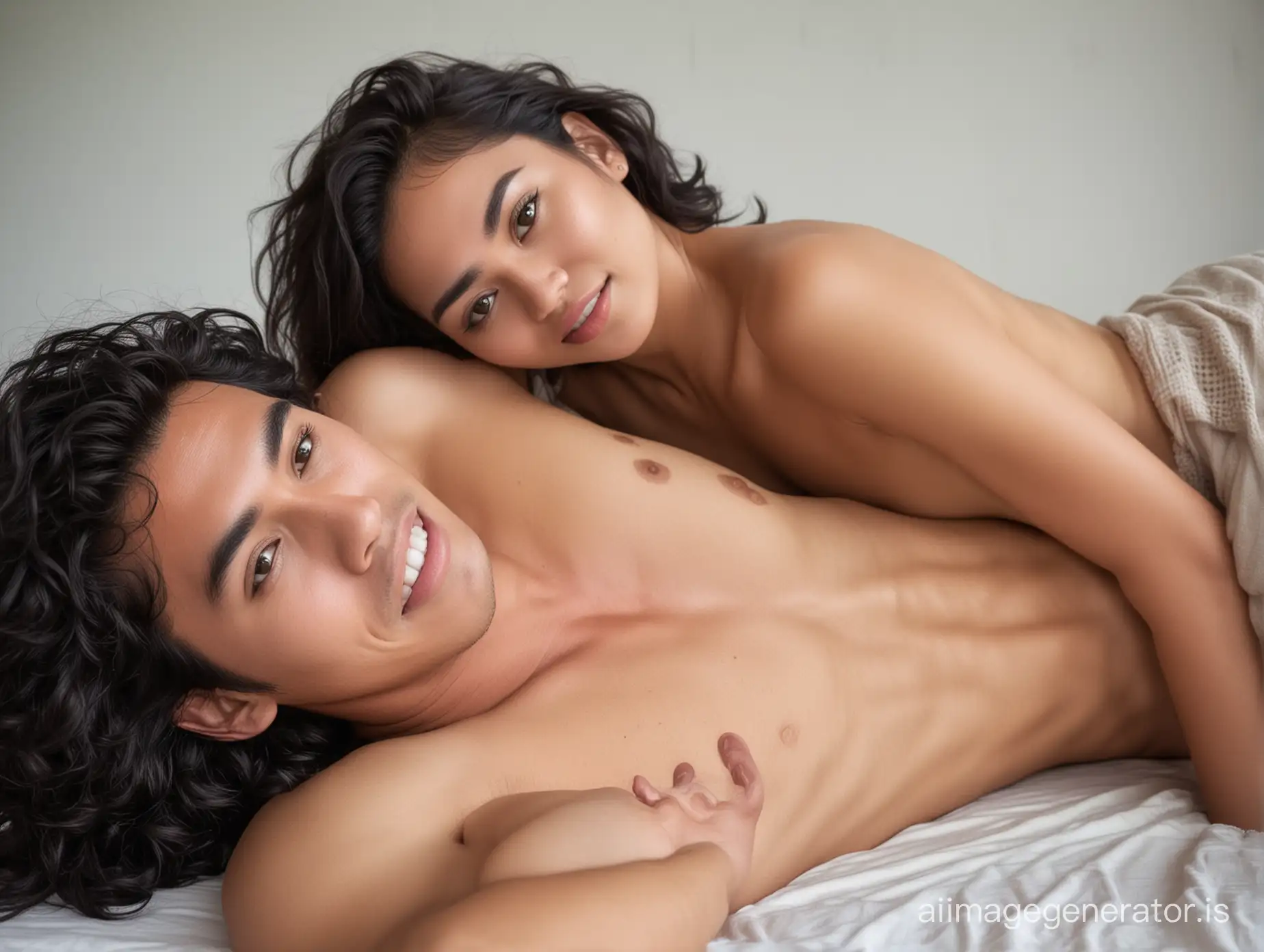 Intimate Indonesian Couple Relaxing Nude | AI Image Generator