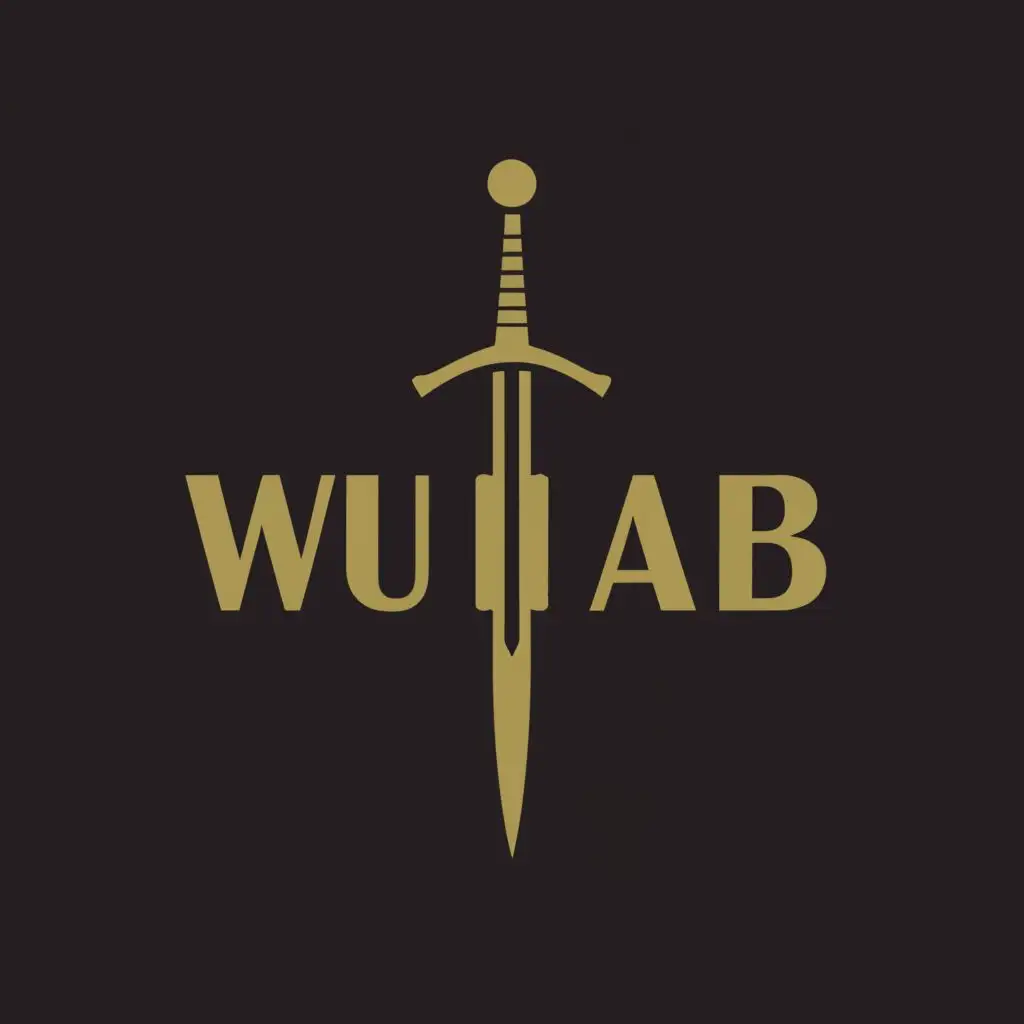 a logo design,with the text "Wunab", main symbol:Golden sword,Moderate,clear background