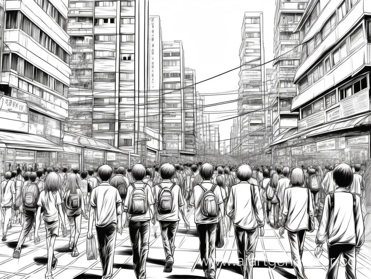 Vibrant-Manga-Cityscape-with-Diverse-Crowd-in-BottomUp-Perspective