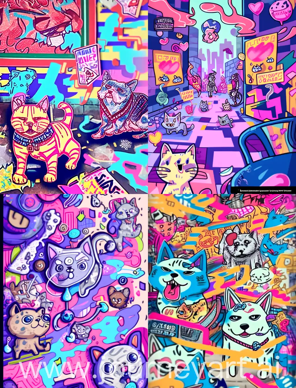 Campus-Stray-Animals-in-Vibrant-Graffiti-Art