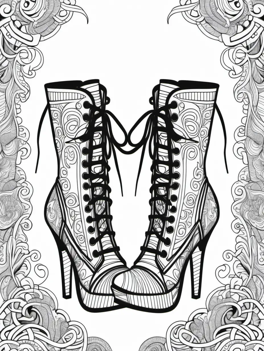 Fashionable High Heel Boots Coloring Book