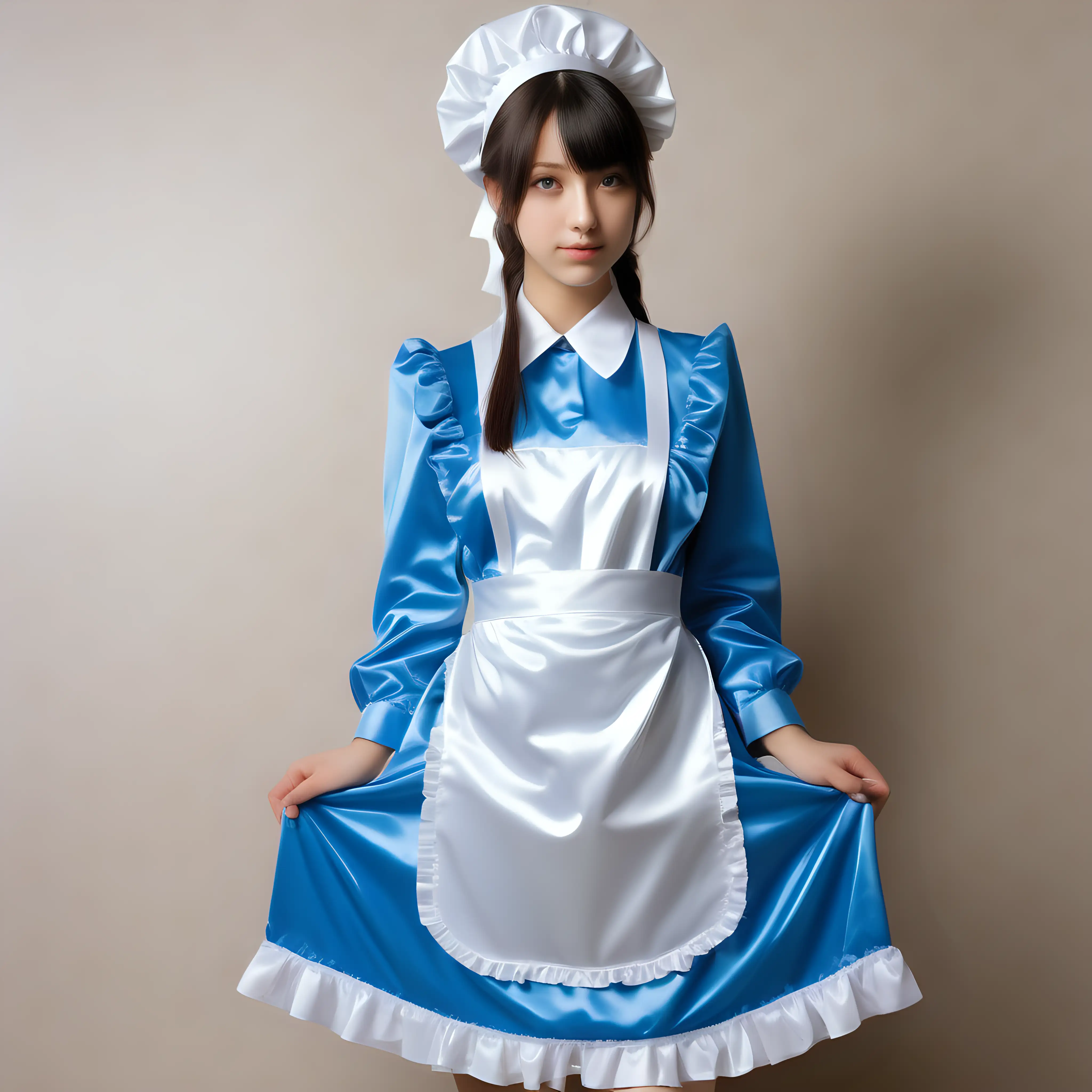 Elegant Maid Uniform Fashion Stylish Girl in Satin