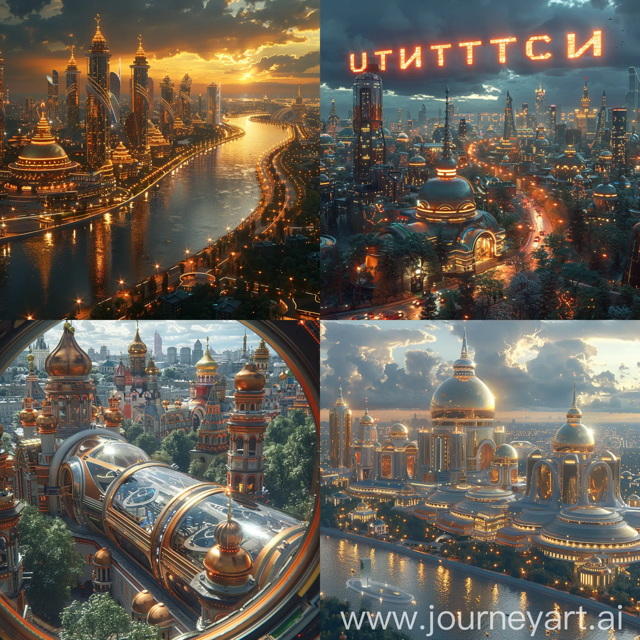 Futuristic Moscow, futuristic style of high tech, octane render --stylize 1000