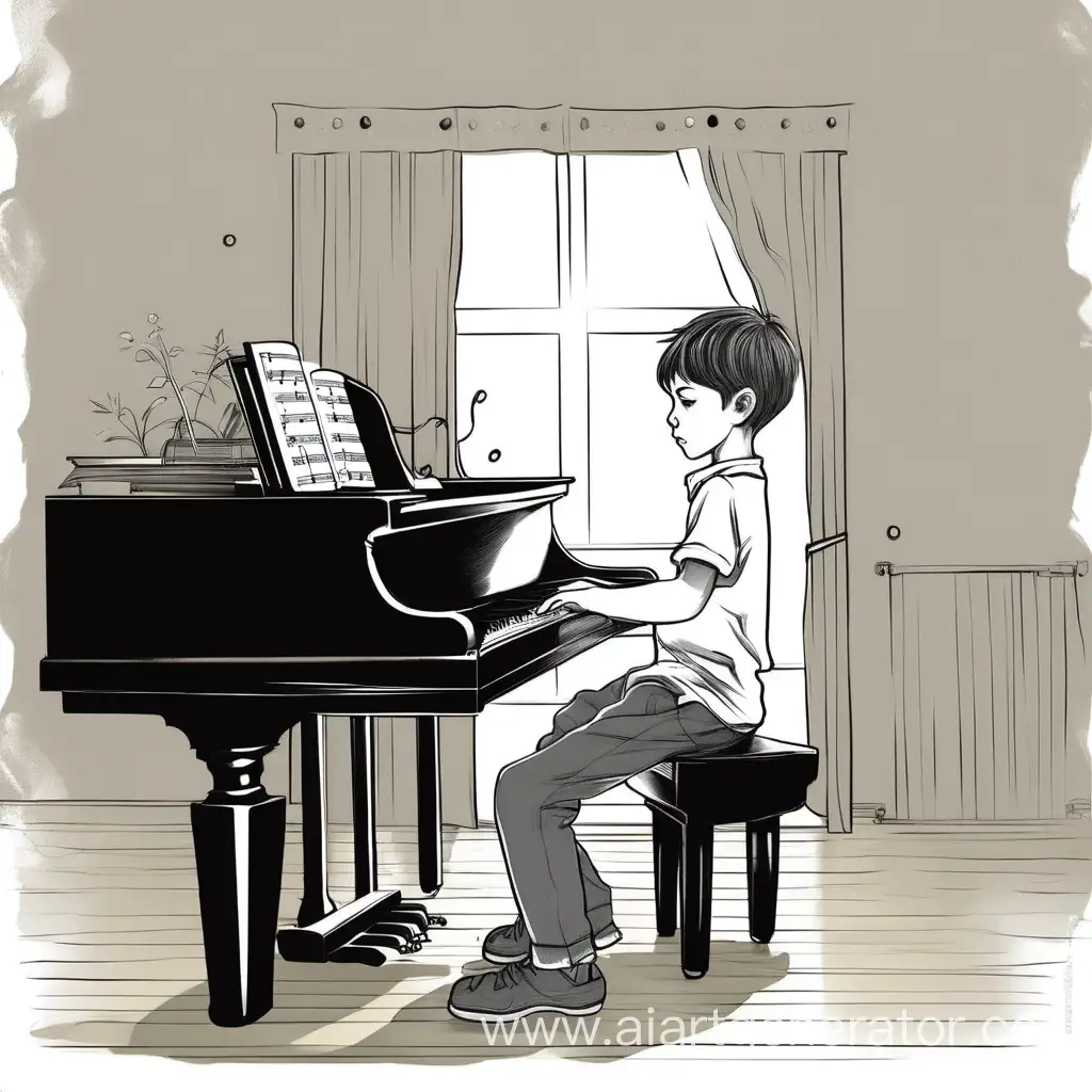 мальчик играет на пианино