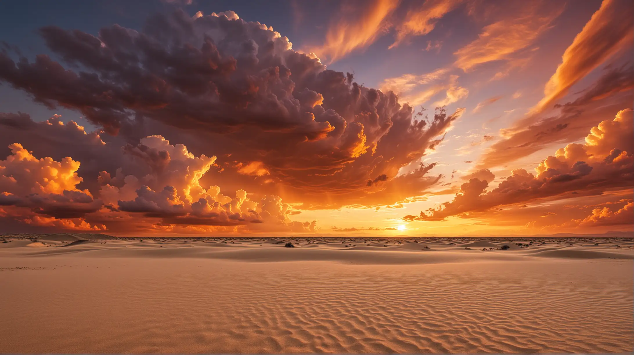 Majestic Orange Sky Over Golden Sands Landscape