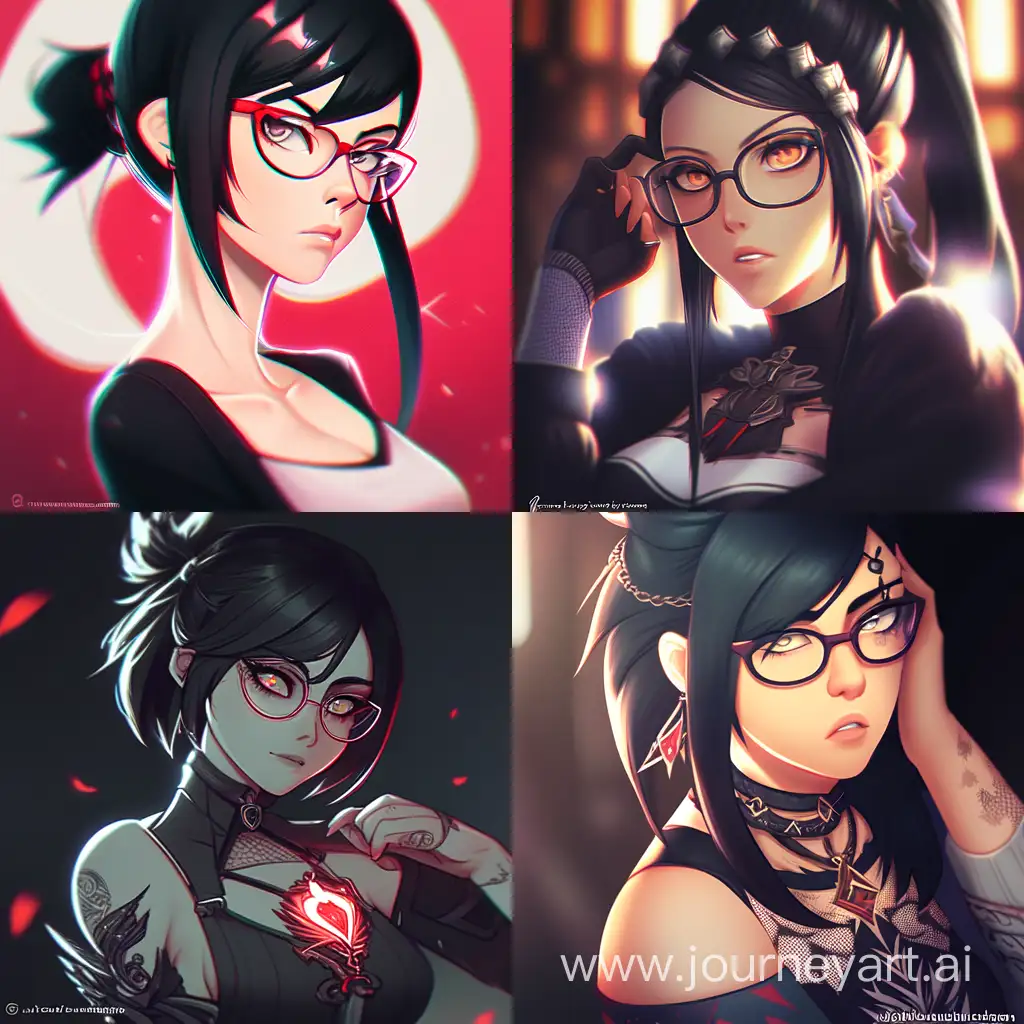 Anime-Gothic-Girl-with-Black-Hair-Glasses-and-Tattoos