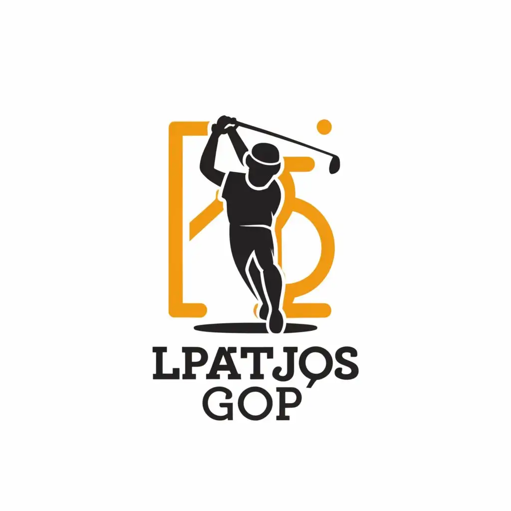 a logo design, with the text 'los patojos', main symbol: A golfer inspired by the letters L & P, Minimalistic, to be used in Sports Fitness industry, clear background
