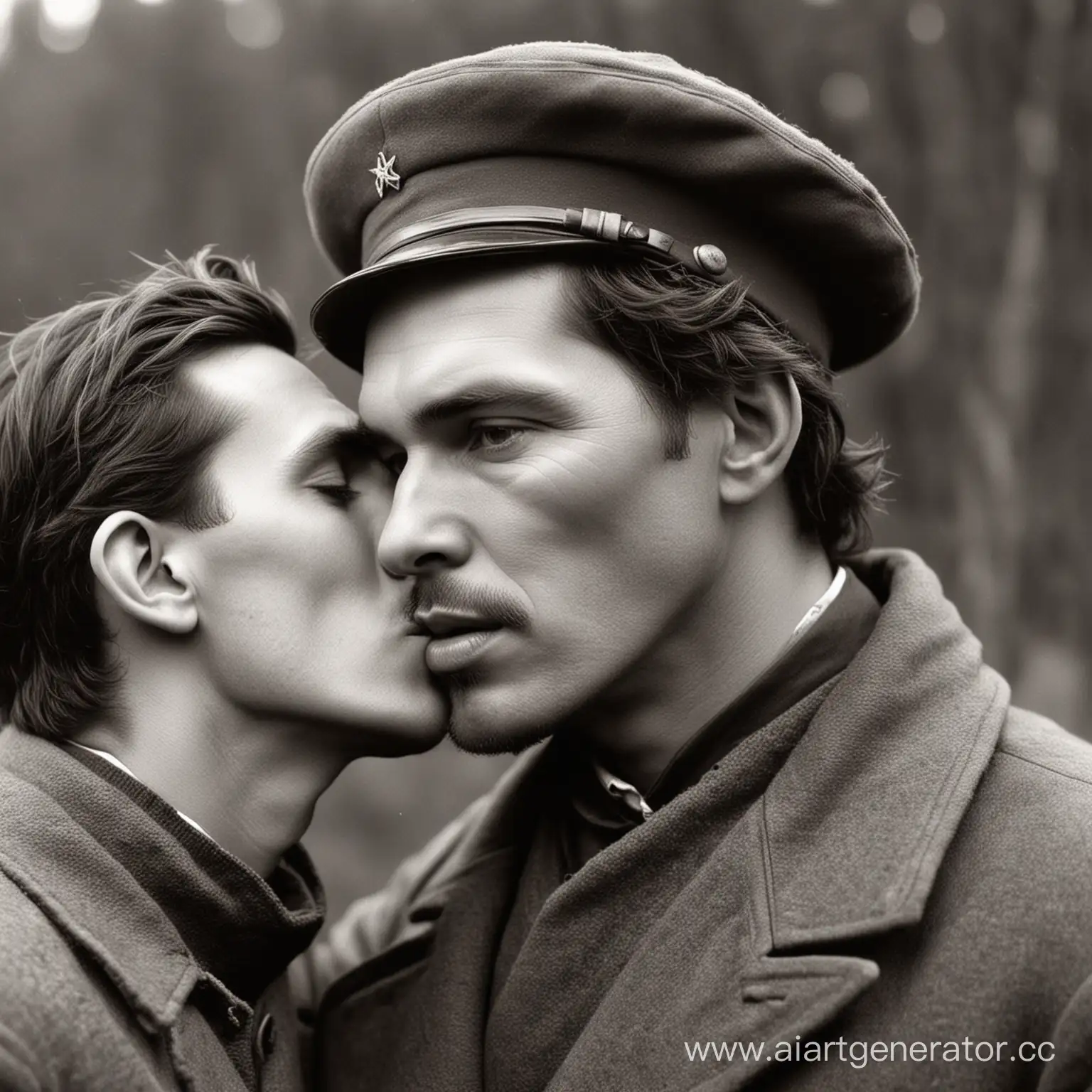 nestor makhno kisses with man
