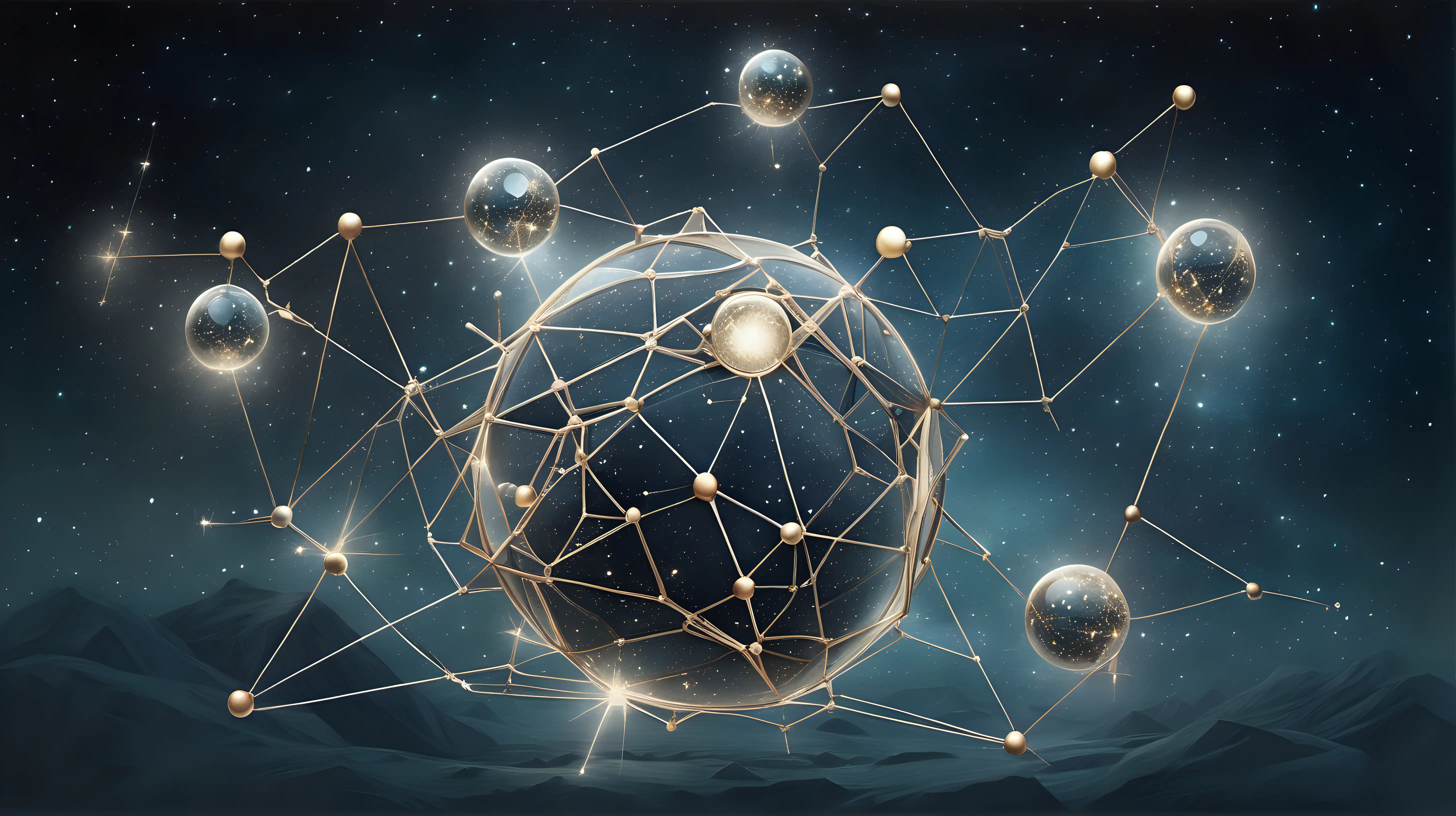Celestial Spheres Arranged in Abstract Constellation Art