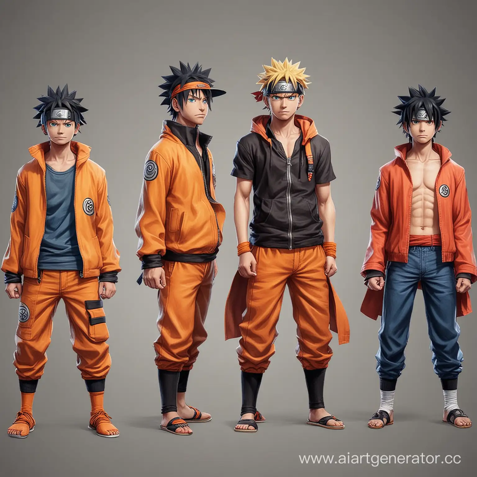 Naruto-Wearing-Gokus-Attire-and-Luffys-Hat-Fusion-of-Iconic-Anime-Styles
