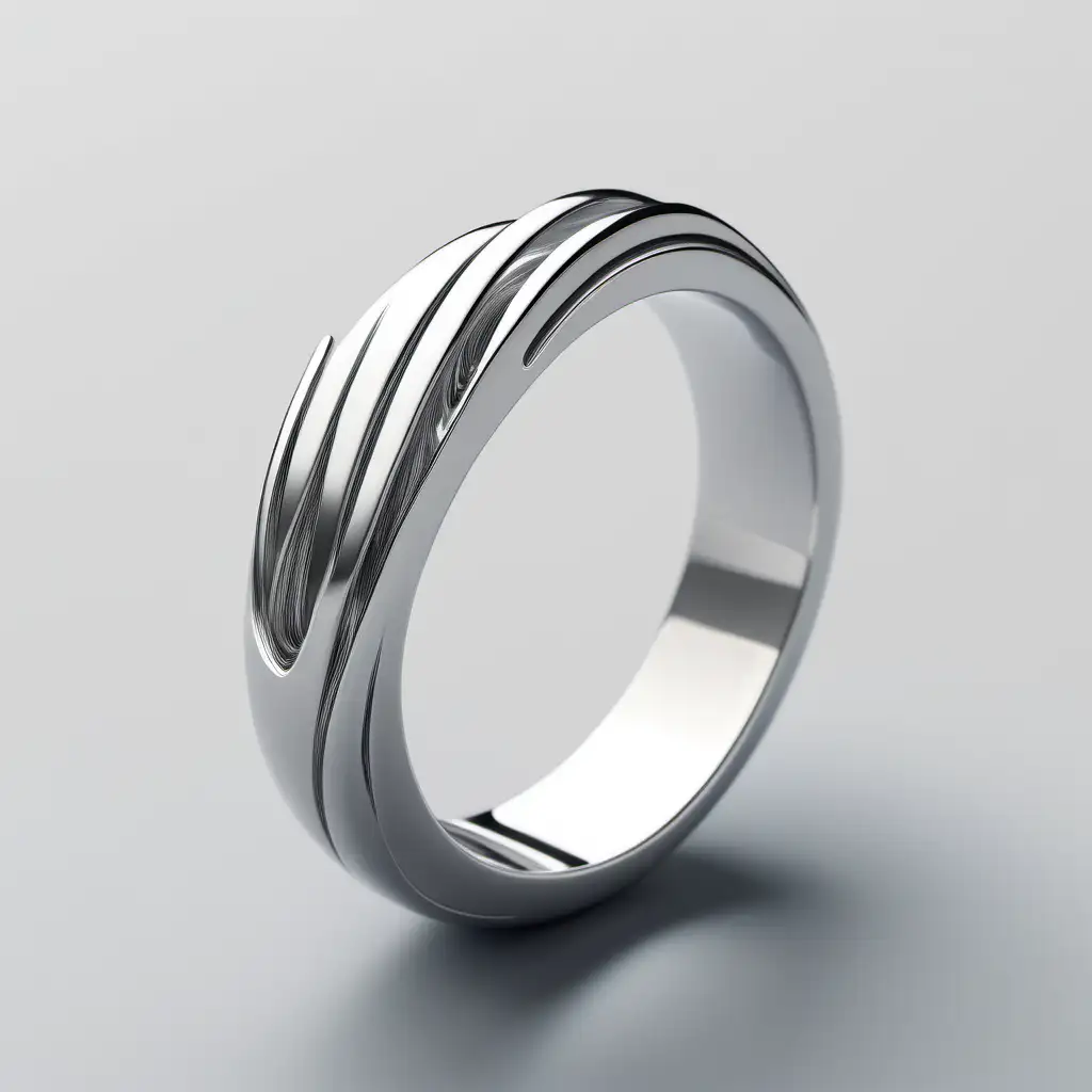 Elegantly Crafted Arcshaped Fluid Ring Contemporary Jewelry Design