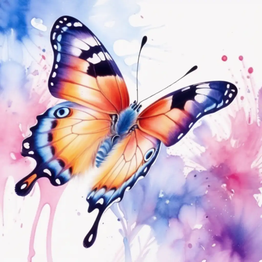 Vibrantly Hued Butterfly in Elegant Watercolor Palette