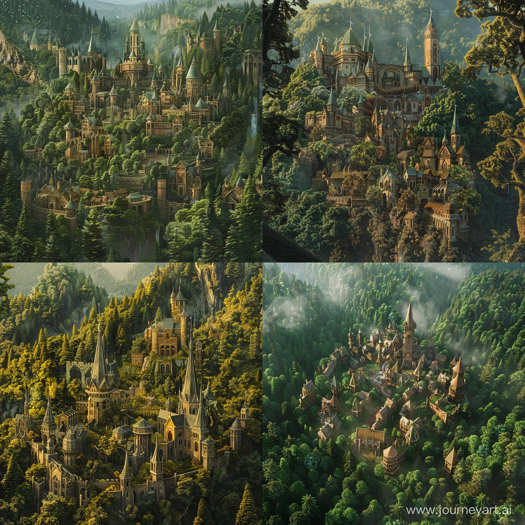 Enchanting-Medieval-Elven-City-Surrounded-by-Forest
