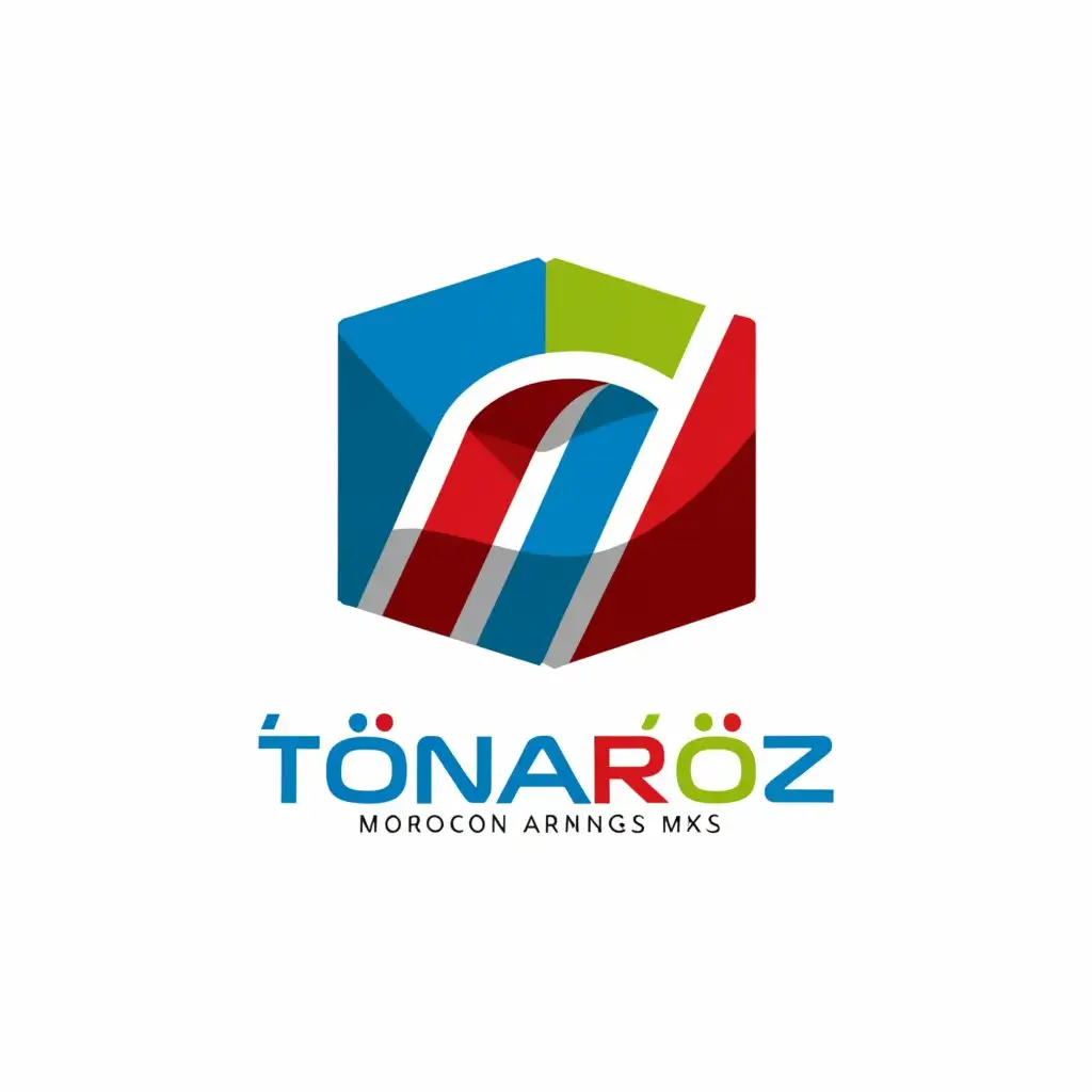a logo design,with the text "Tonaroz توناروز", main symbol:should be a symbole thta resonate with Sté Tonaroz MKS seems to be a printing and advertising agency located in Meknès, Morocco. The company provides large-format printing, digital printing, business cards, flyers, brochures, catalogs, posters, and banners, among other services. involve incorporating vibrant colors like sky blue, dark red, and pure yellow into their branding to reflect their service goals and dynamism.
2.	Modern and Minimalist Design Style.LOGOS THAT ARE IN SHAPE OF SQUARE
,Moderate,clear background