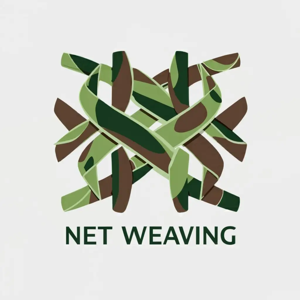 a logo design,with the text "Net weaving", main symbol:Weaving nets, military, camouflage,Сложный,clear background