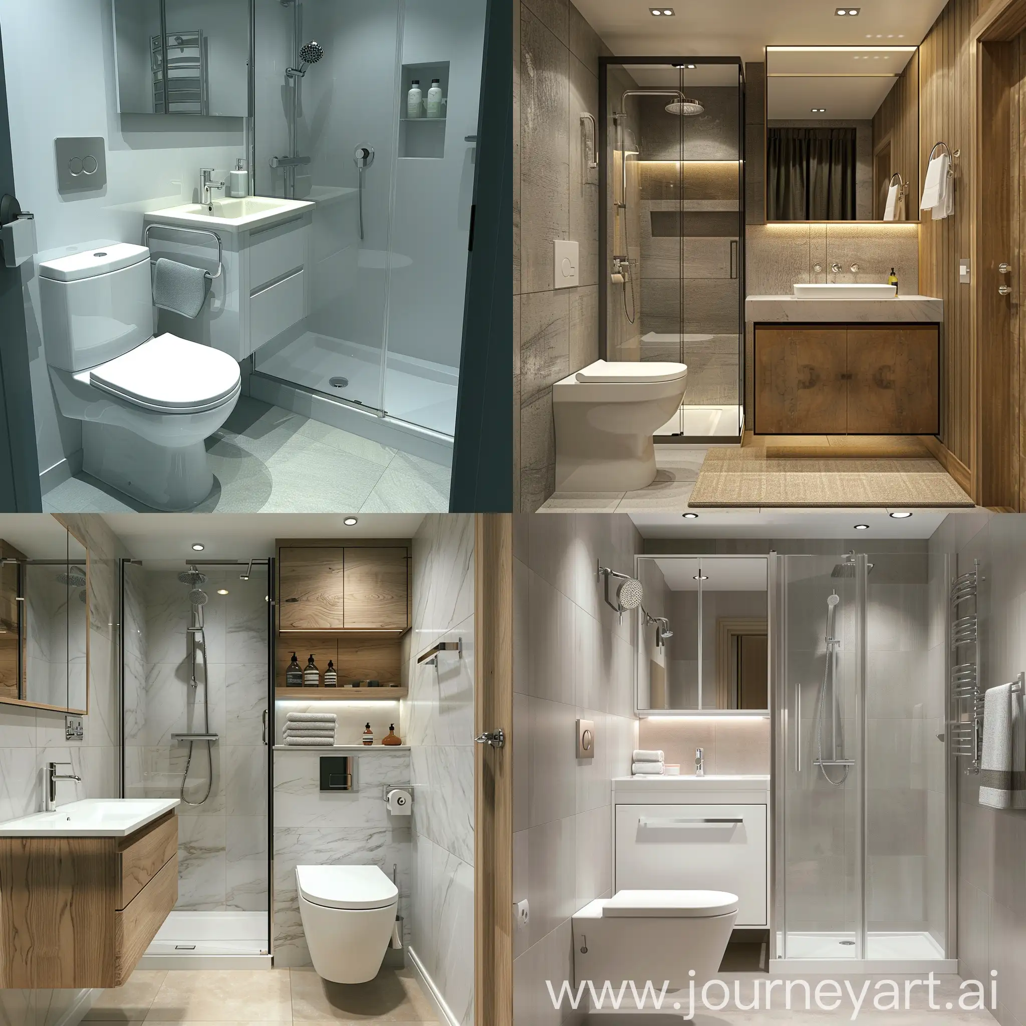 generate bathroom design for 6*4 bathroom area with toilet ,washbasin and shower