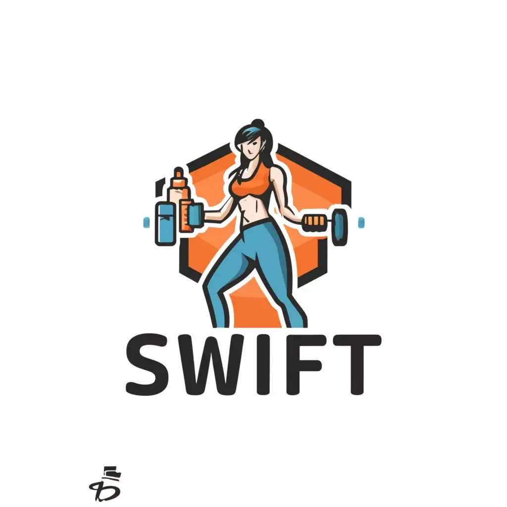 a logo design,with the text "SWIFT", main symbol:Women Fitness and Sports and nutritions,Moderate,be used in Sports Fitness industry,clear background