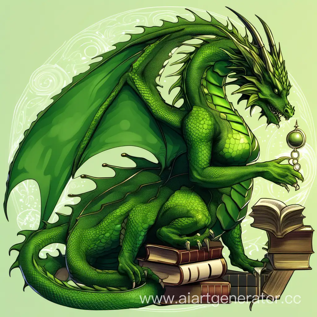Зелёный дракон женского пола олицетворяющий знания