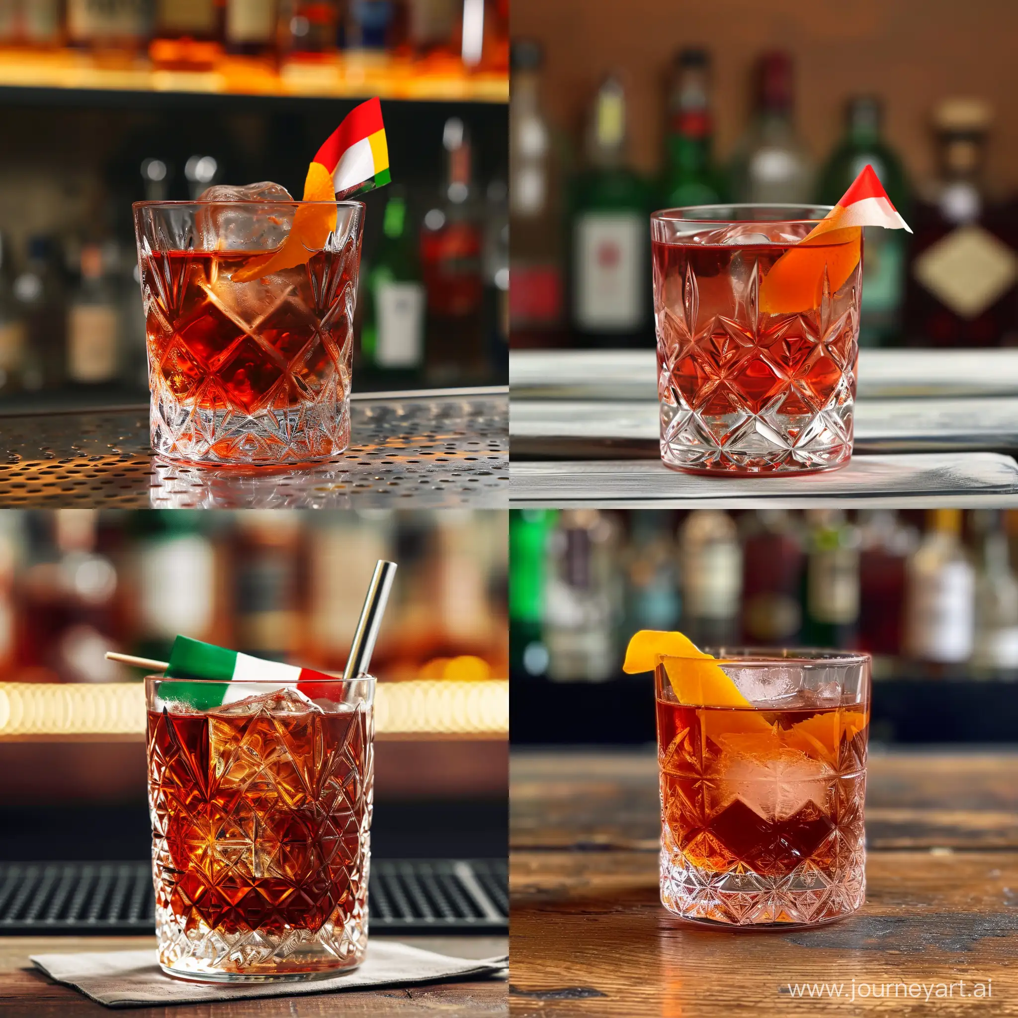 Negroni italian flag cocktail