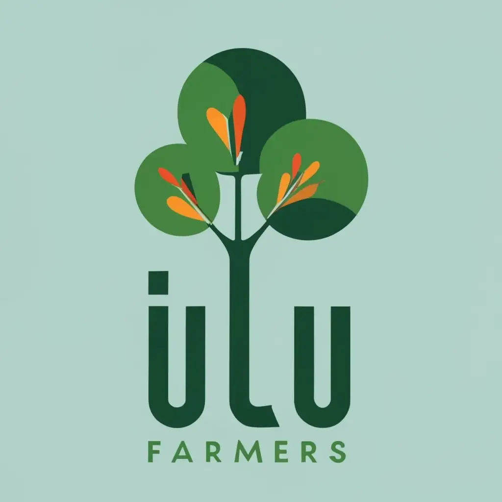 logo, tree, with the text "ULU FARMERS", typography
