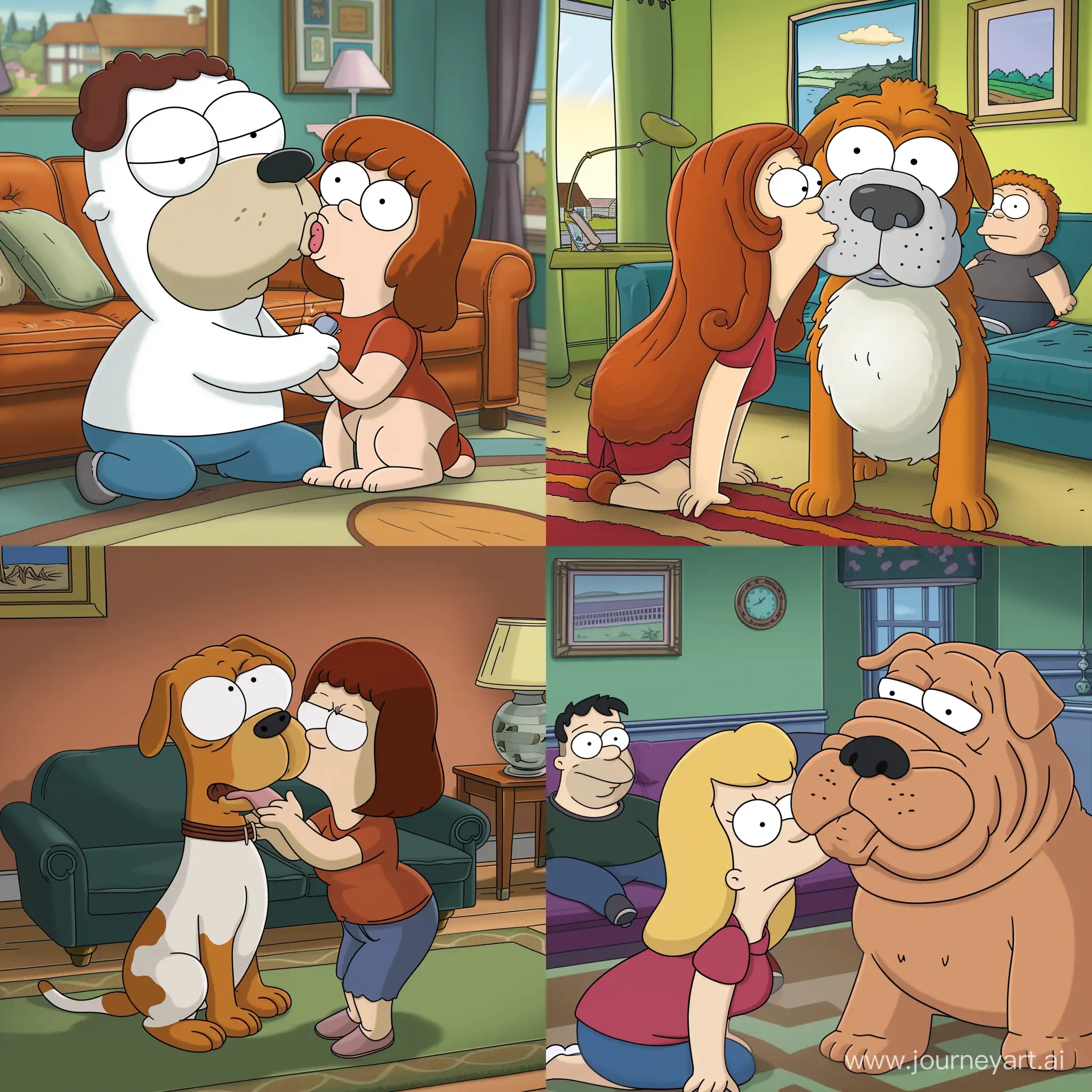 tft developper mortdog in a family guy episode kissing lois griffin while peter griffin is watching on the couch